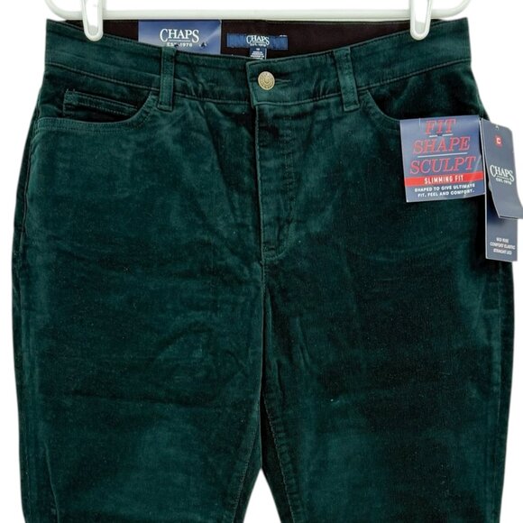 Chaps Womens Slimming Fit Shape Sculpt Stretch Green Corduroy Pants Size 12R NWT - Picture 3 of 11